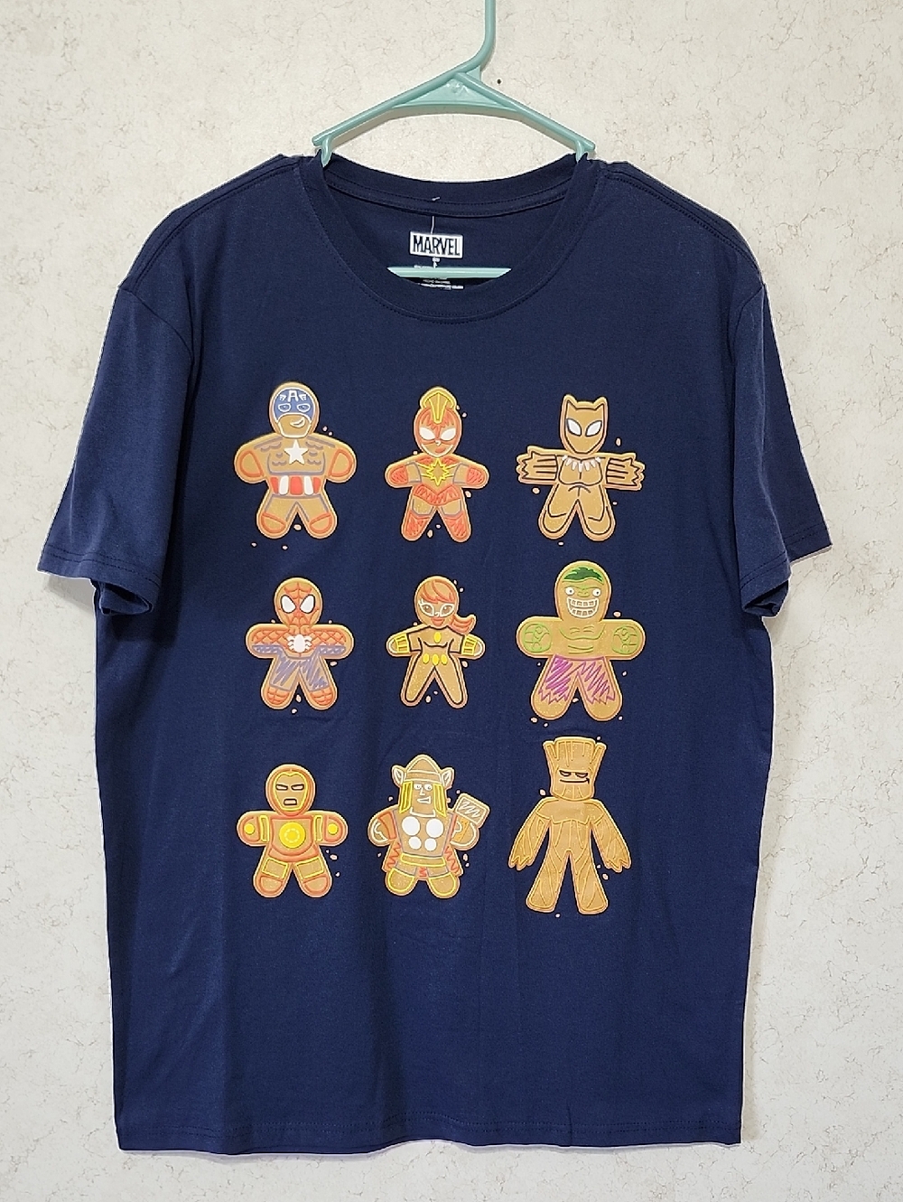 Marvel Gingerbread Heroes Graphic Short Sleeve Tee Thor Hulk Wonder Woman Unisex